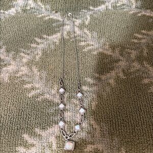 Silver Necklace with Opalescent Stones